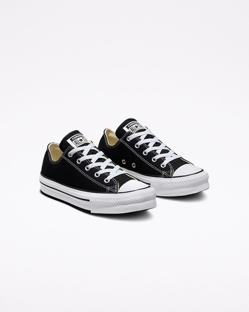 Sapatos Plataforma Converse Chuck Taylor All Star Lift Cano Baixo Menina Pretas Branco Pretas | PT Z0TP134